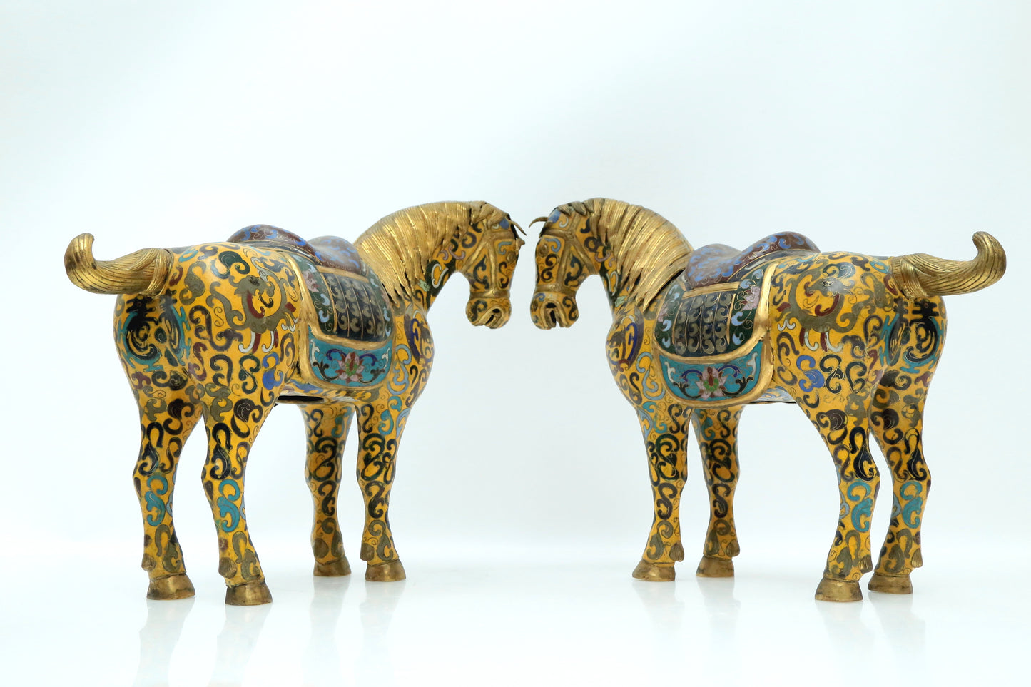 A Fine Pair Of Cloisonne Horses