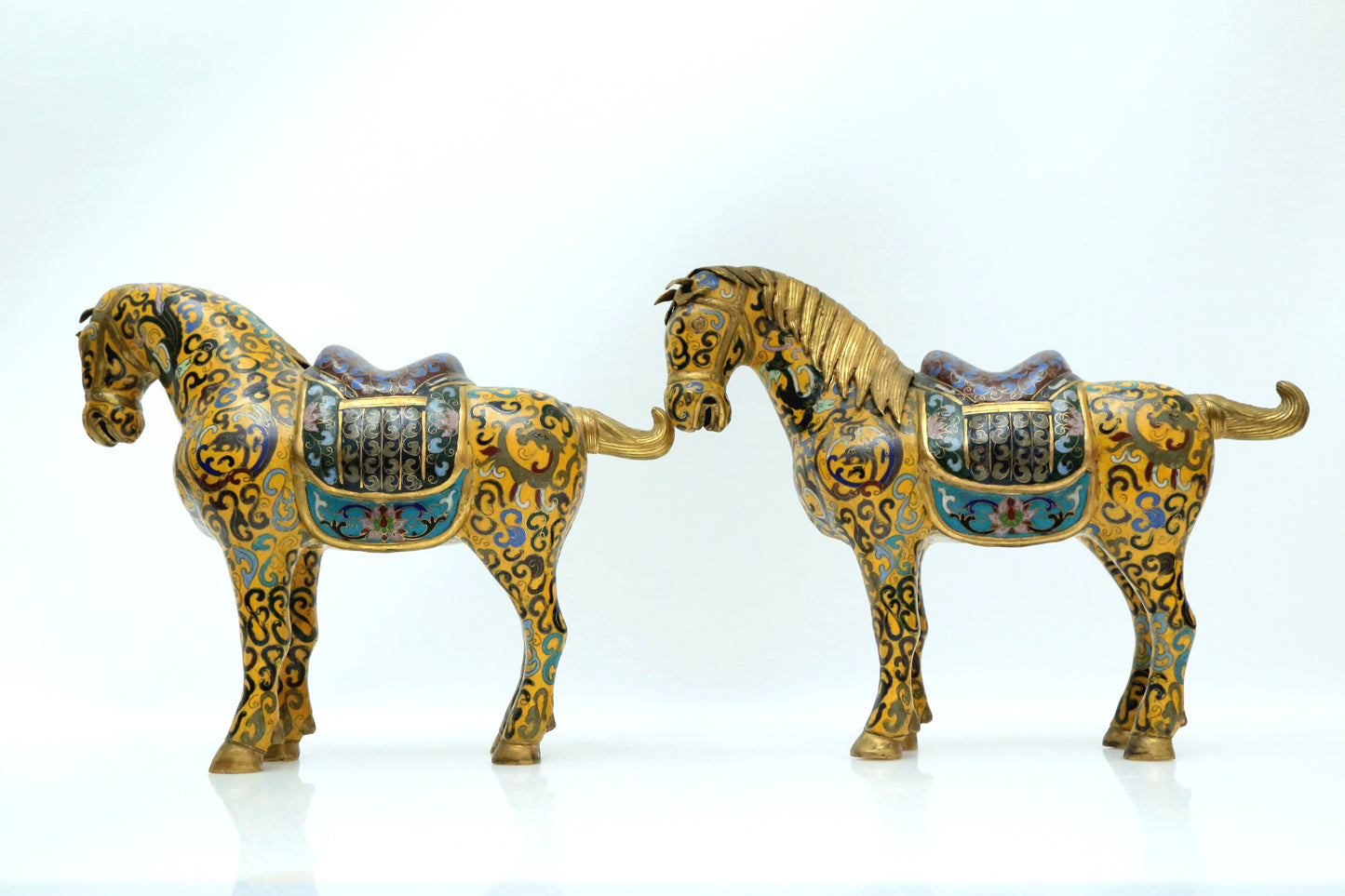 A Fine Pair Of Cloisonne Horses