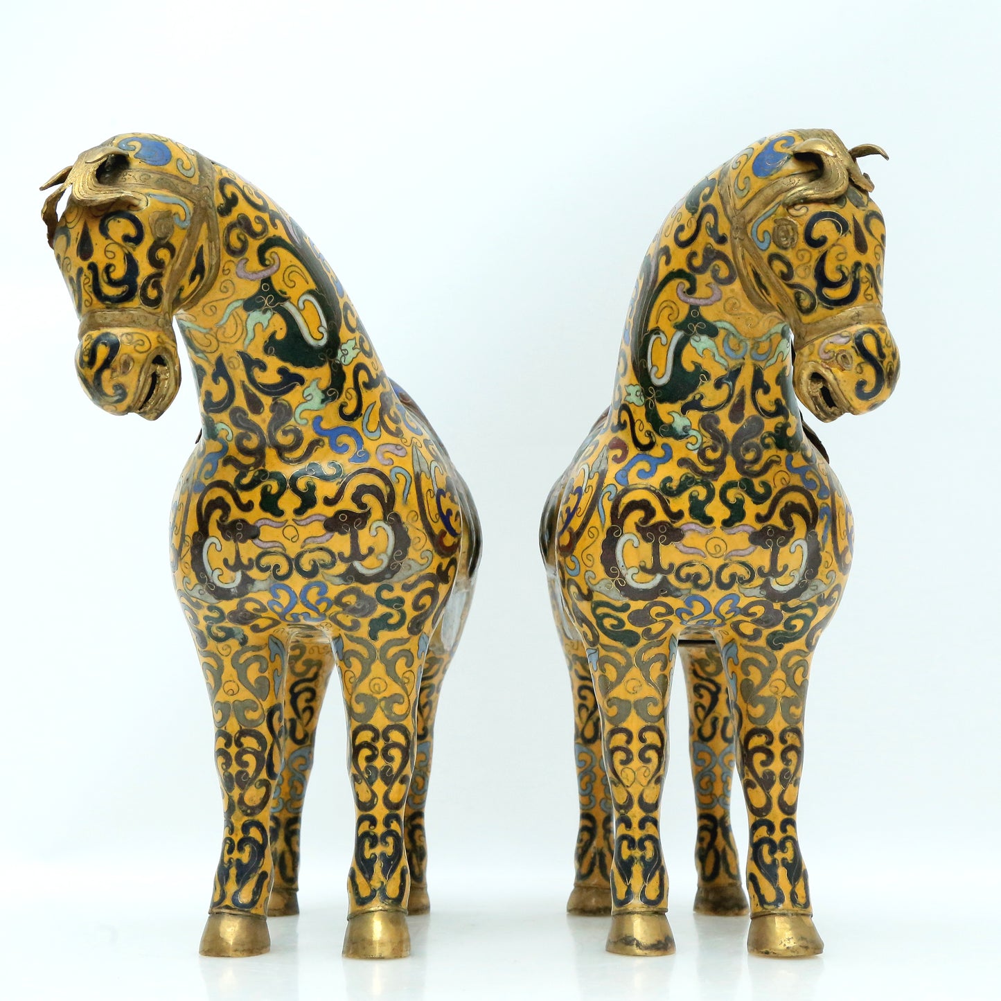 A Fine Pair Of Cloisonne Horses