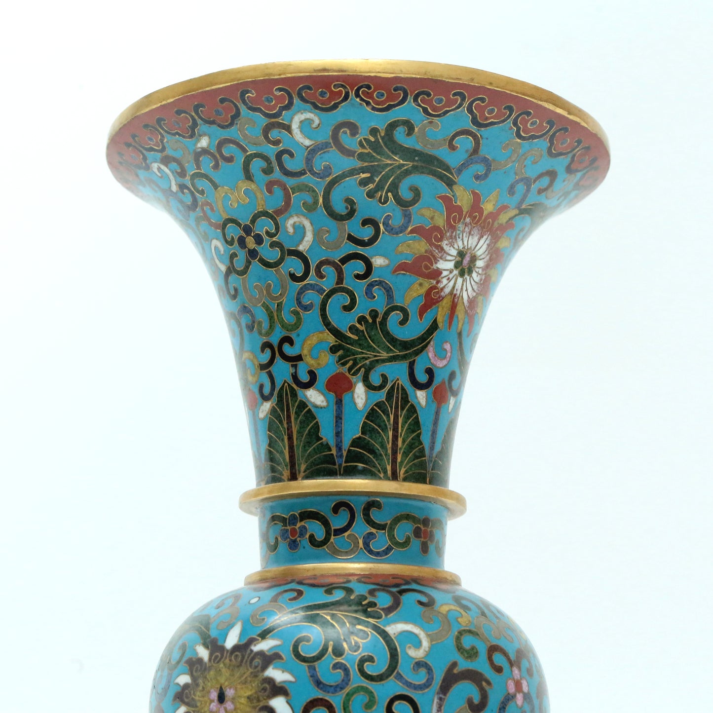 Fine Pair Of Cloisonne 'Scrolling Lotus' Vases