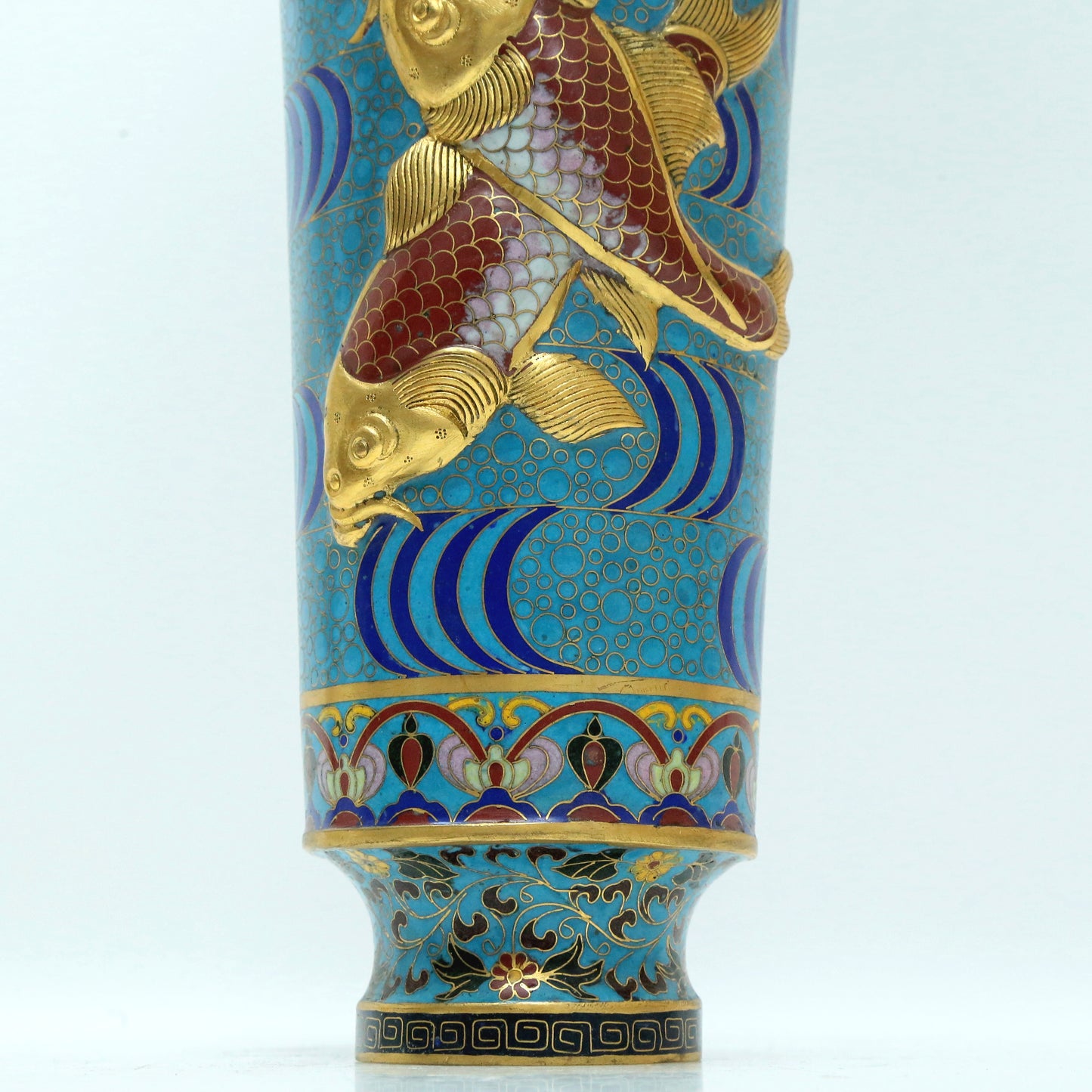 A Fine Pair Of Cloisonne 'Fish' Vases