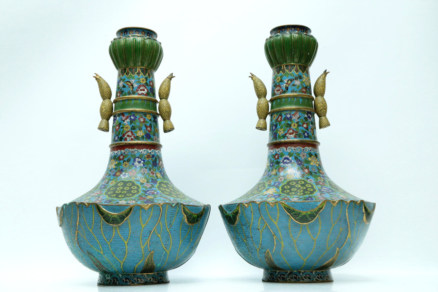 Fine Pair Of Cloisonne 'Flower' Vases