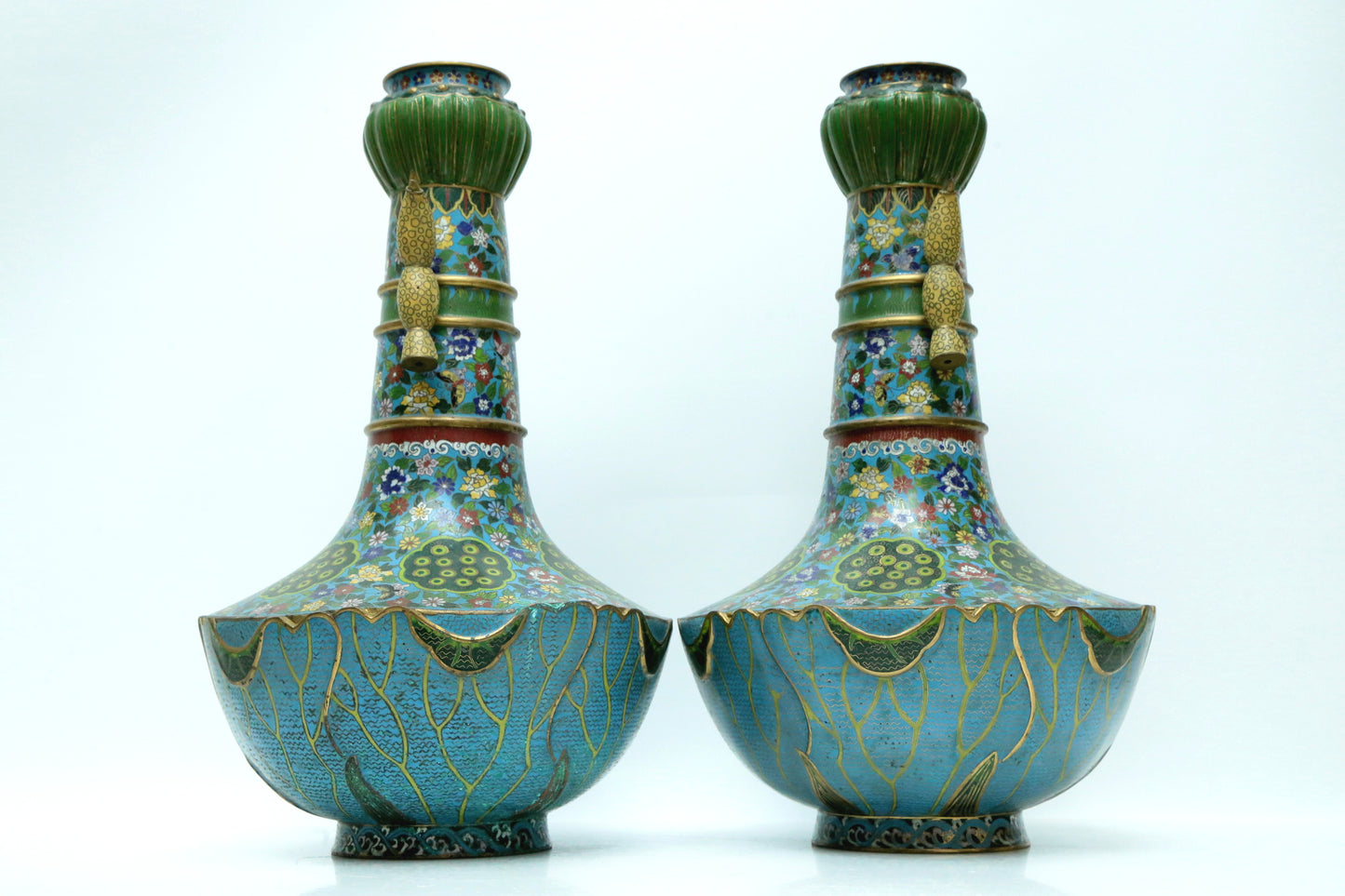 Fine Pair Of Cloisonne 'Flower' Vases