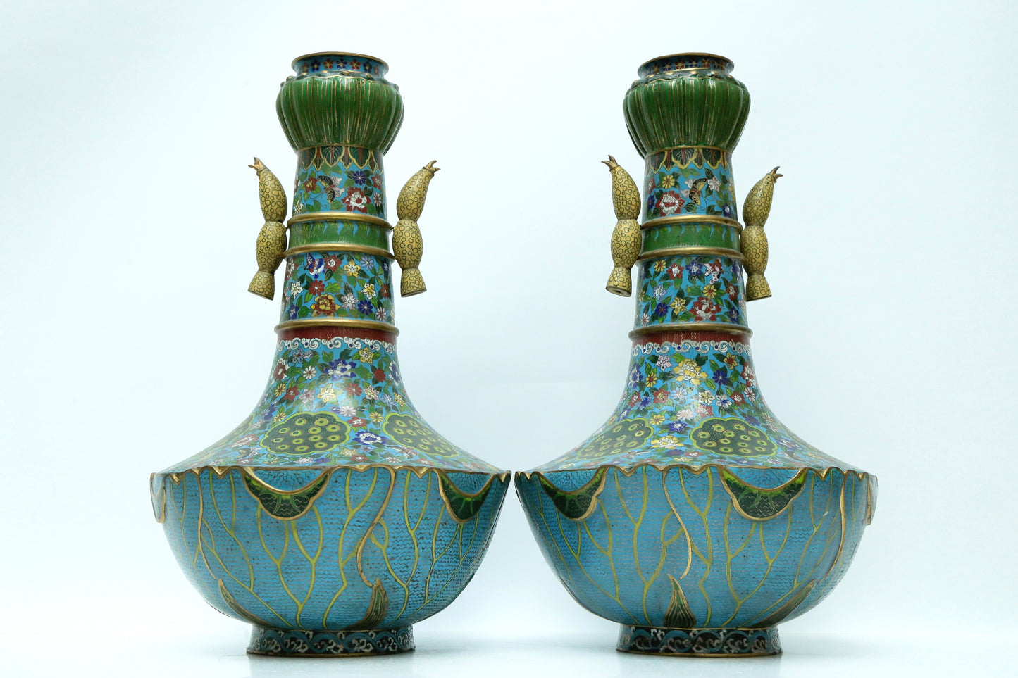 Fine Pair Of Cloisonne 'Flower' Vases