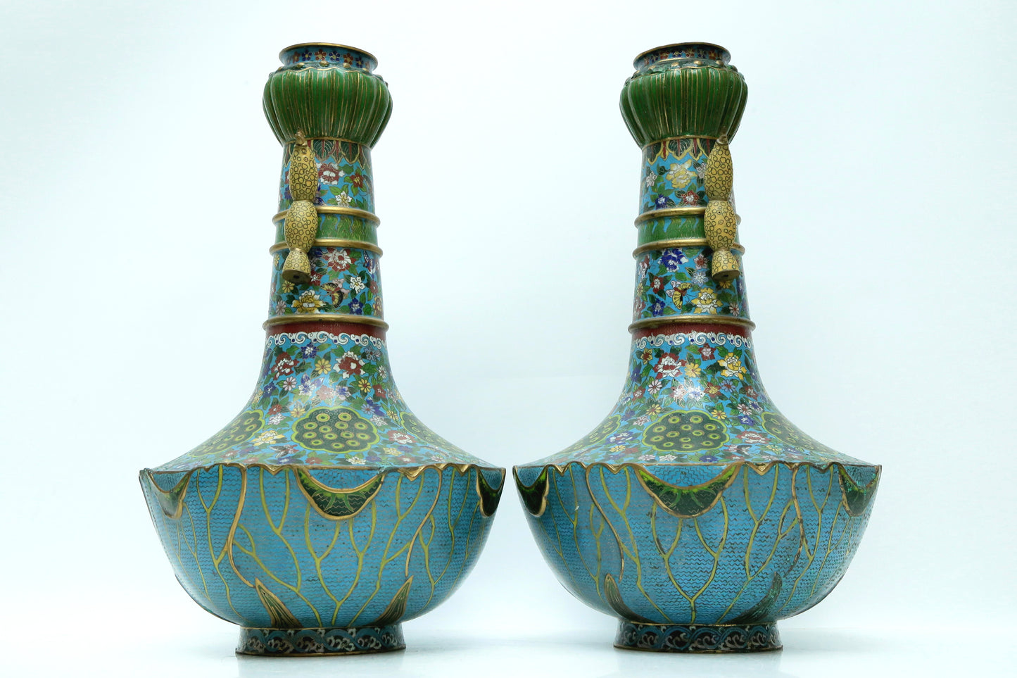 Fine Pair Of Cloisonne 'Flower' Vases