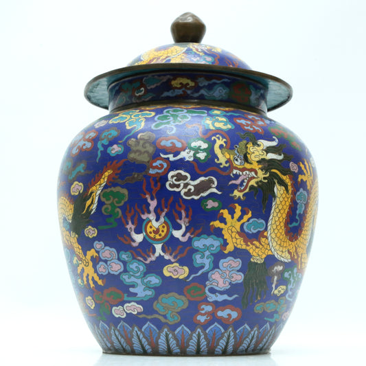 A Fine Cloisonne 'Dragon& Auspicious Cloud' Jar