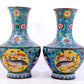 A Perfect Pair of Cloisonné Floral Fish Pattern Bottles