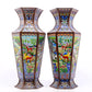 A perfect pair of cloisonné 'crane and deer' vases