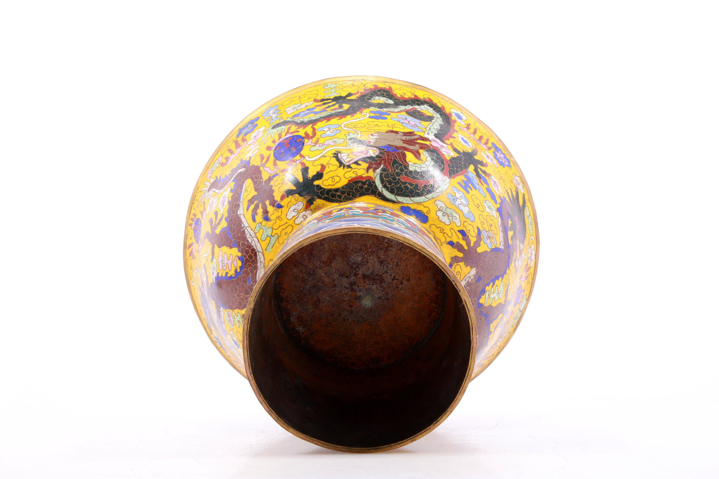 An exquisite cloisonne auspicious cloud and dragon pattern bowl