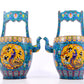 A perfect pair of cloisonné 'Twinkle lotus and Phoenix' patterned ewers