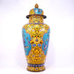 Perfect pair of cloisonné floral pattern bottles with lids