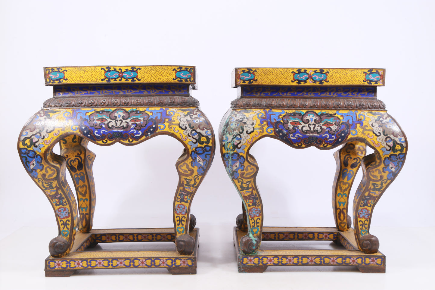 A Perfect Pair of Cloisonné Animal Face Pattern Bases