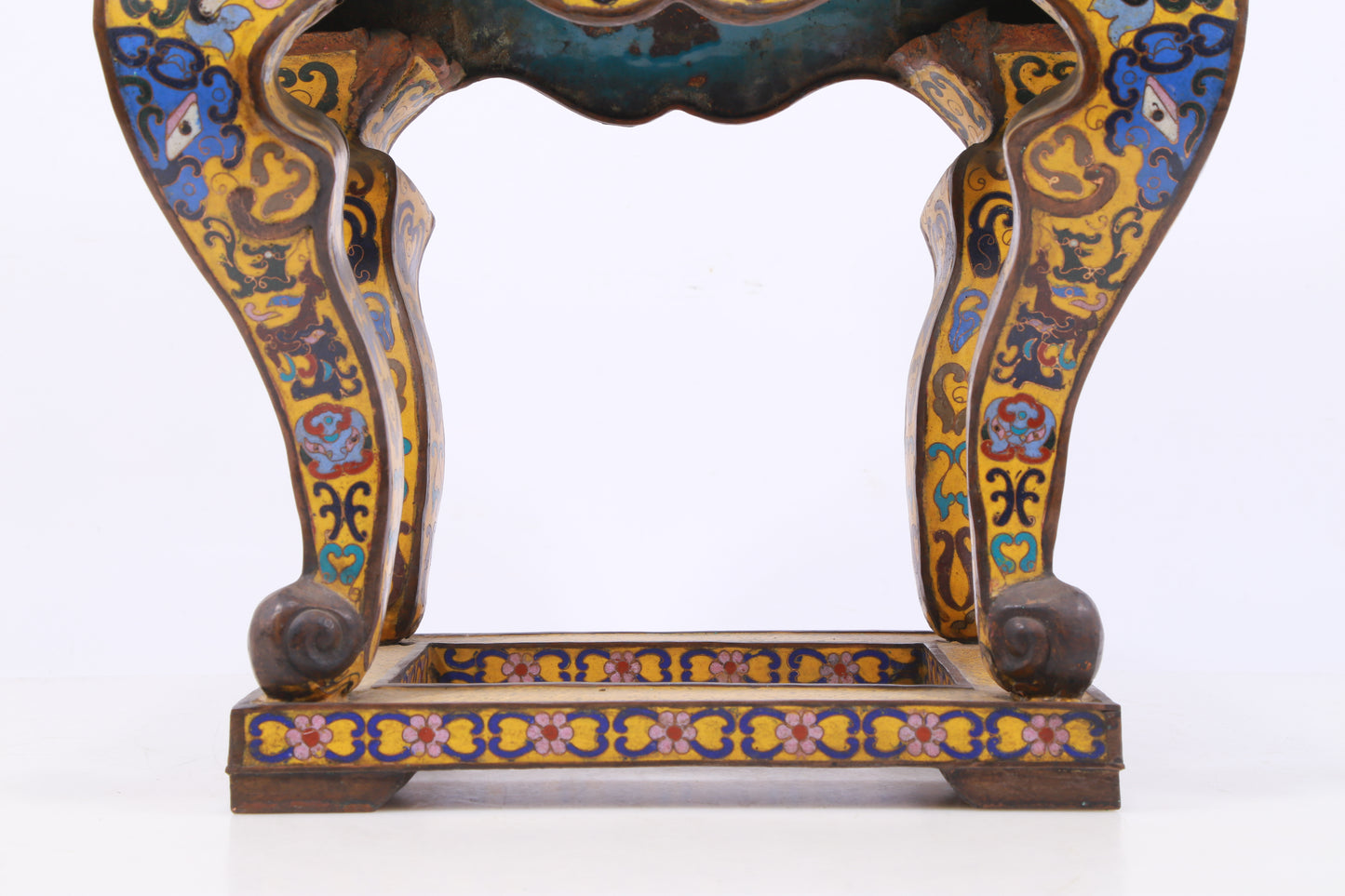 A Perfect Pair of Cloisonné Animal Face Pattern Bases