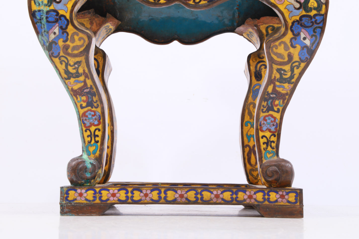 A Perfect Pair of Cloisonné Animal Face Pattern Bases