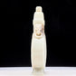 An exquisite white jade elephant ear vase with flower and bird patterns and lid