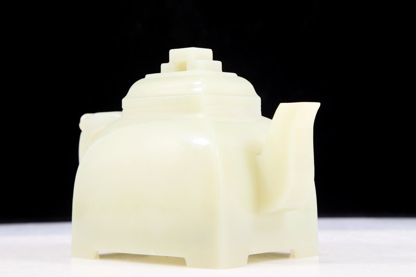 An exquisite white jade teapot