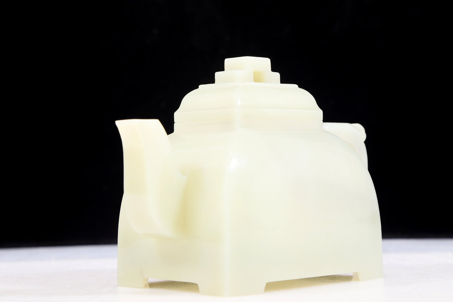 An exquisite white jade teapot