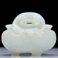 A Precious White Jade 'Dragon' Tripod Censer. Carved with archaistic motifs. Chinese Qing Dynasty. Size:11cmx7.5cm. Weight:400g     清代 白玉龙纹双耳三足炉