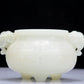 A Precious White Jade 'Animal Mask' Elephant-Handled Tripod Censer