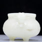 A Precious White Jade 'Animal Mask' Elephant-Handled Tripod Censer