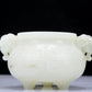 A Precious White Jade 'Animal Mask' Elephant-Handled Tripod Censer