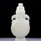 A Precious White Jade 'Bird& Flower' Elephant-Handled Vase And Cover