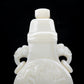 A Precious White Jade 'Bird& Flower' Elephant-Handled Vase And Cover