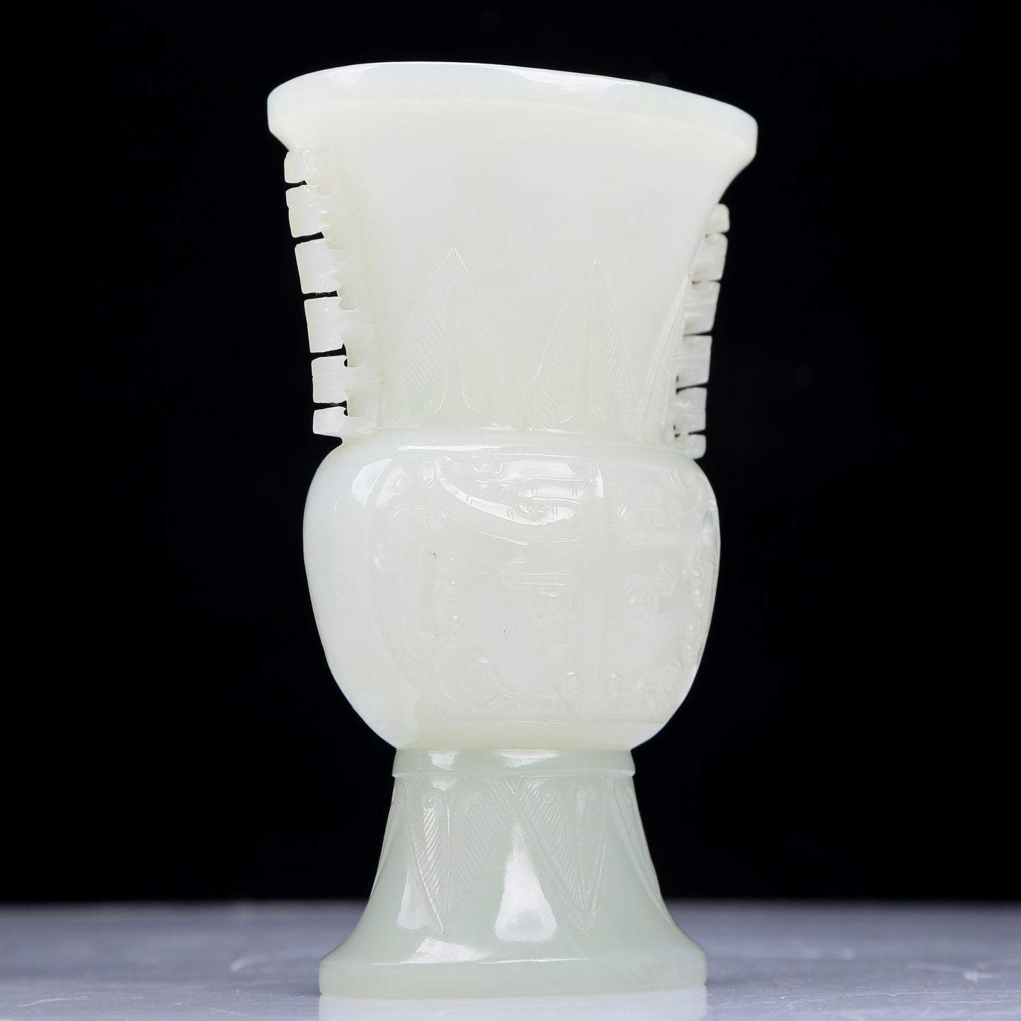 A Precious White Jade 'Animal Mask' Vase