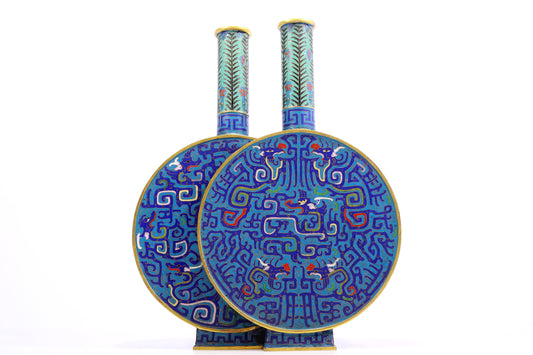 A Gorgeous Cloisonne 'Dragon' Double-Moonflask