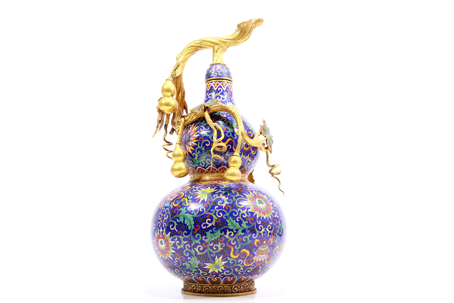 A Marvelous Cloisonne 'Scrolling Lotus' Gourd-Form Vase