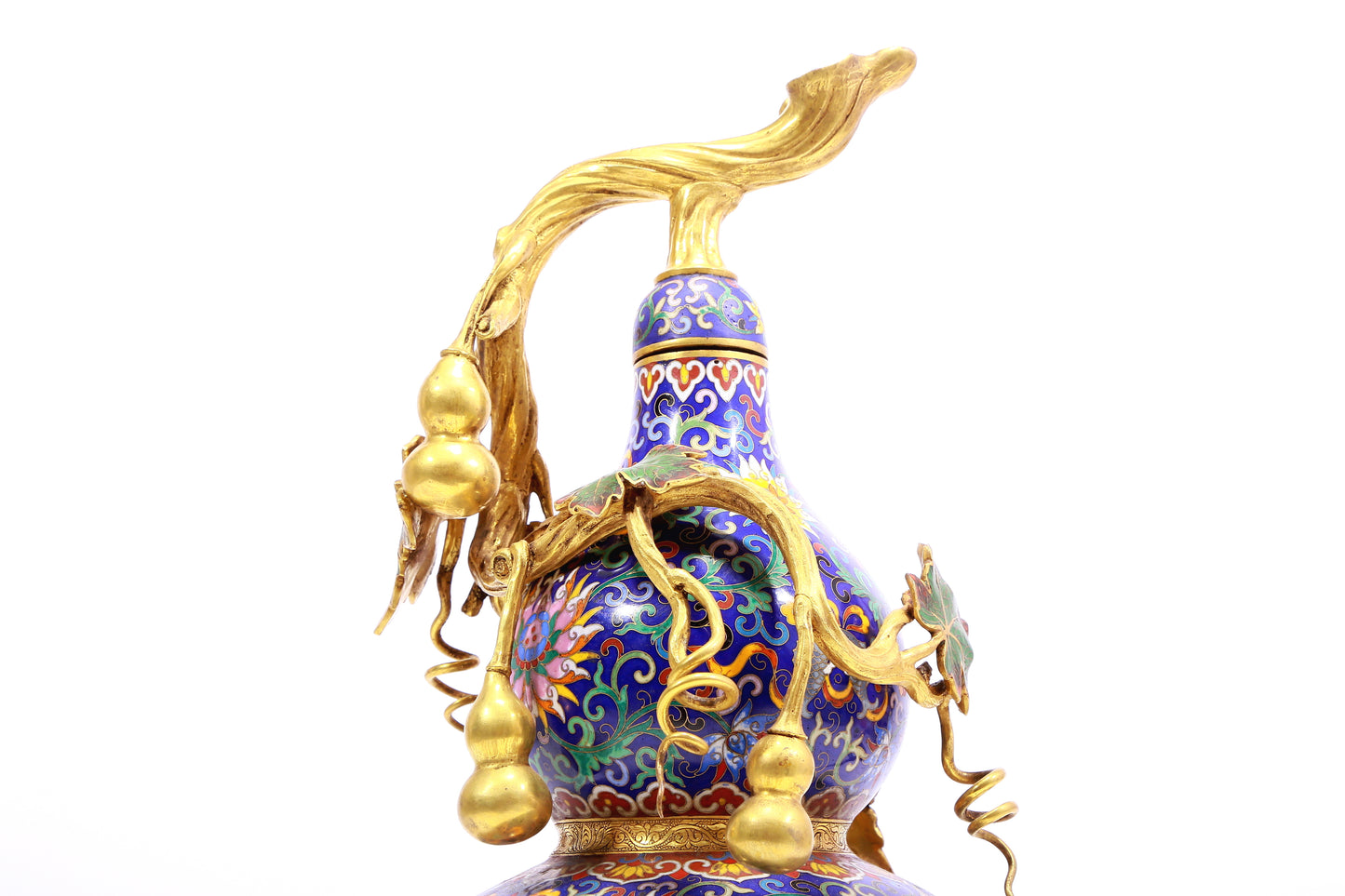 A Marvelous Cloisonne 'Scrolling Lotus' Gourd-Form Vase