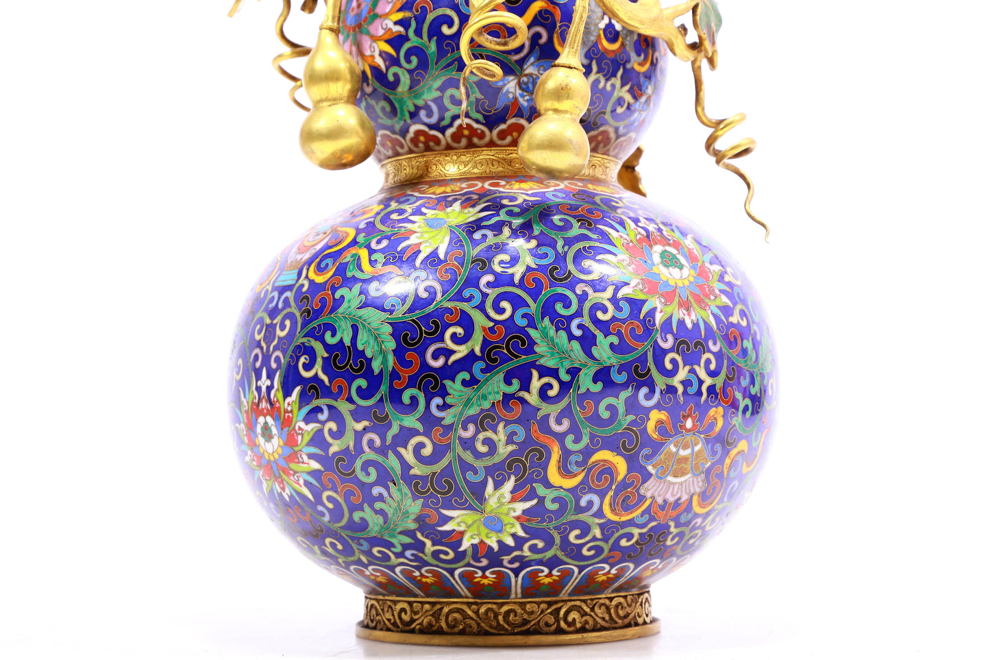 A Marvelous Cloisonne 'Scrolling Lotus' Gourd-Form Vase