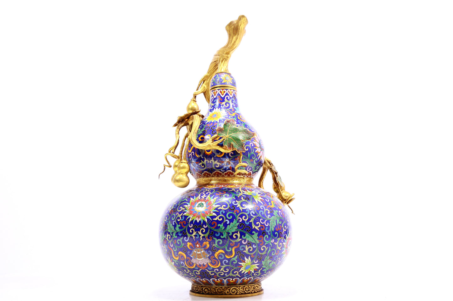 A Marvelous Cloisonne 'Scrolling Lotus' Gourd-Form Vase