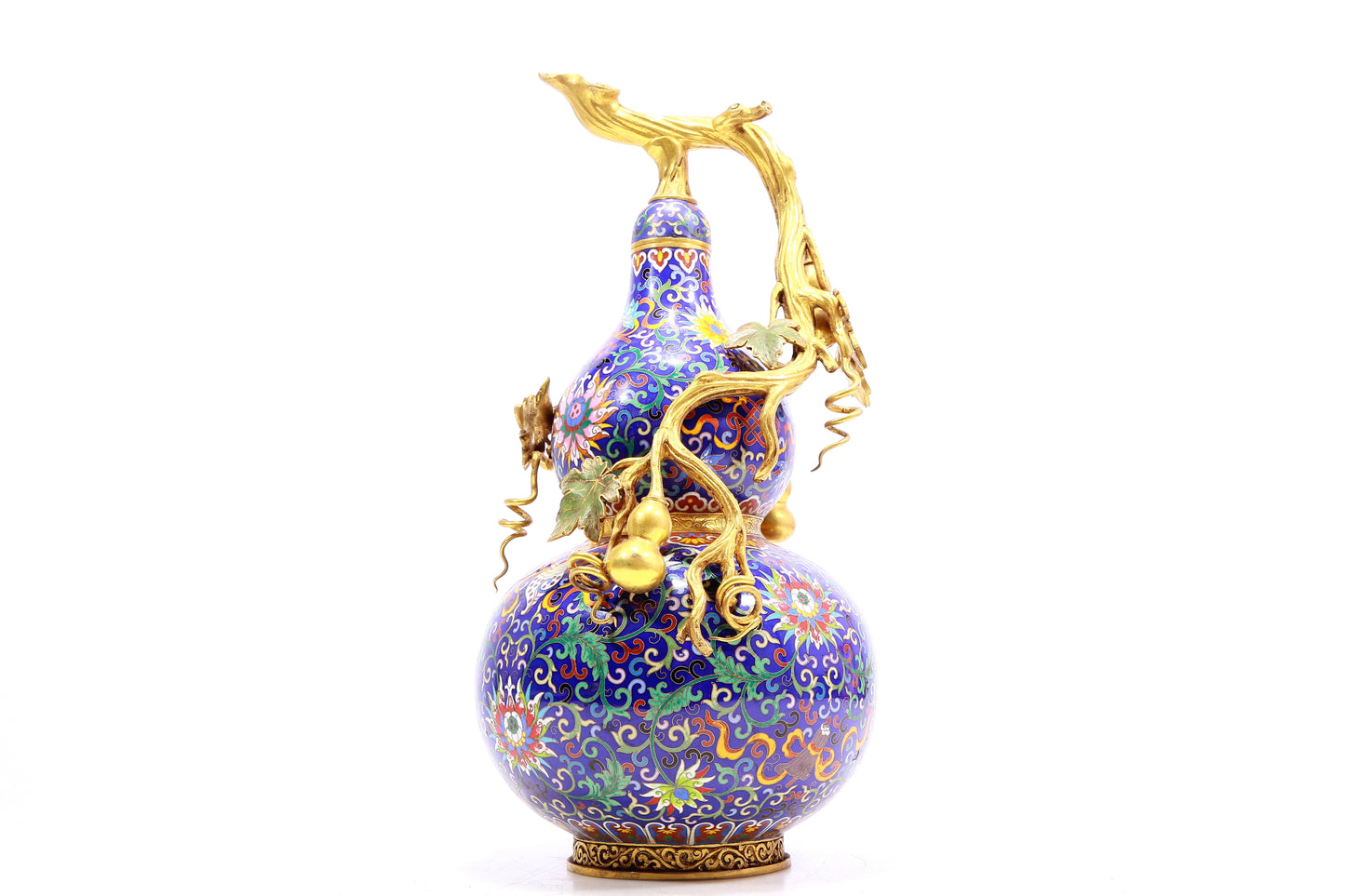 A Marvelous Cloisonne 'Scrolling Lotus' Gourd-Form Vase