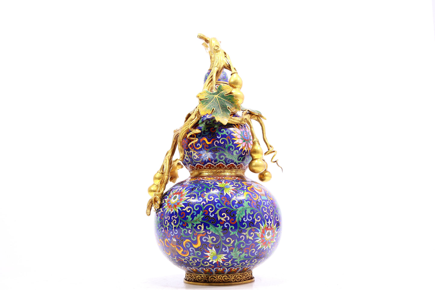 A Marvelous Cloisonne 'Scrolling Lotus' Gourd-Form Vase