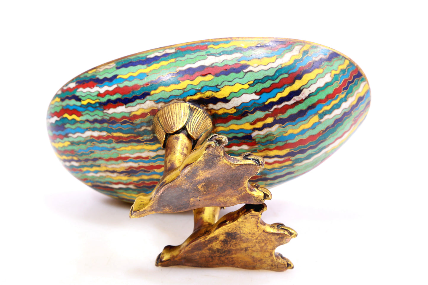 A Precious Cloisonne 'Scrolling Lotus' Duck-Form Box