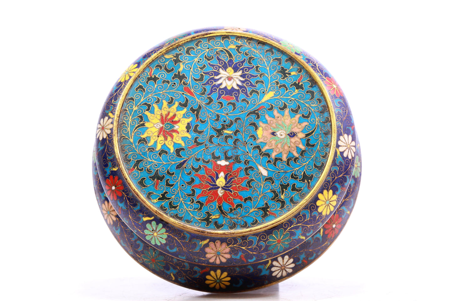 A Precious Cloisonne 'Scrolling Lotus' Duck-Form Box