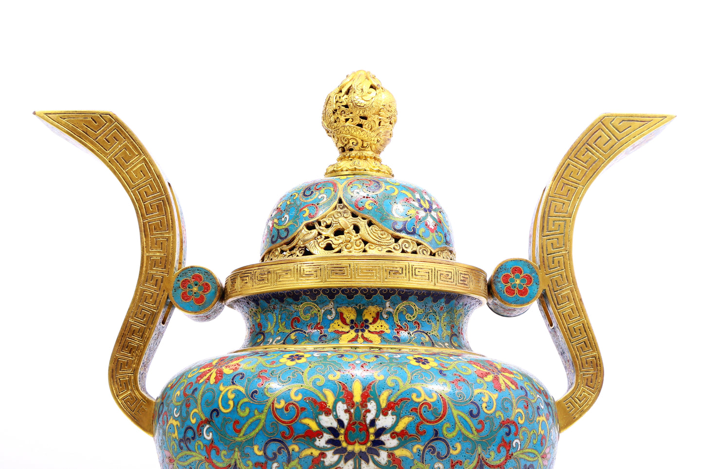 A Superb Cloisonne 'Scrolling Lotus& Dragon' Tripod Censer