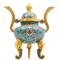 A Superb Cloisonne 'Scrolling Lotus& Dragon' Tripod Censer