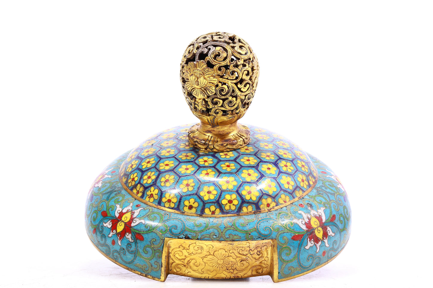 A Gorgeous Cloisonne 'Scrolling Lotus& Taotie' Tripod Censer And Cover