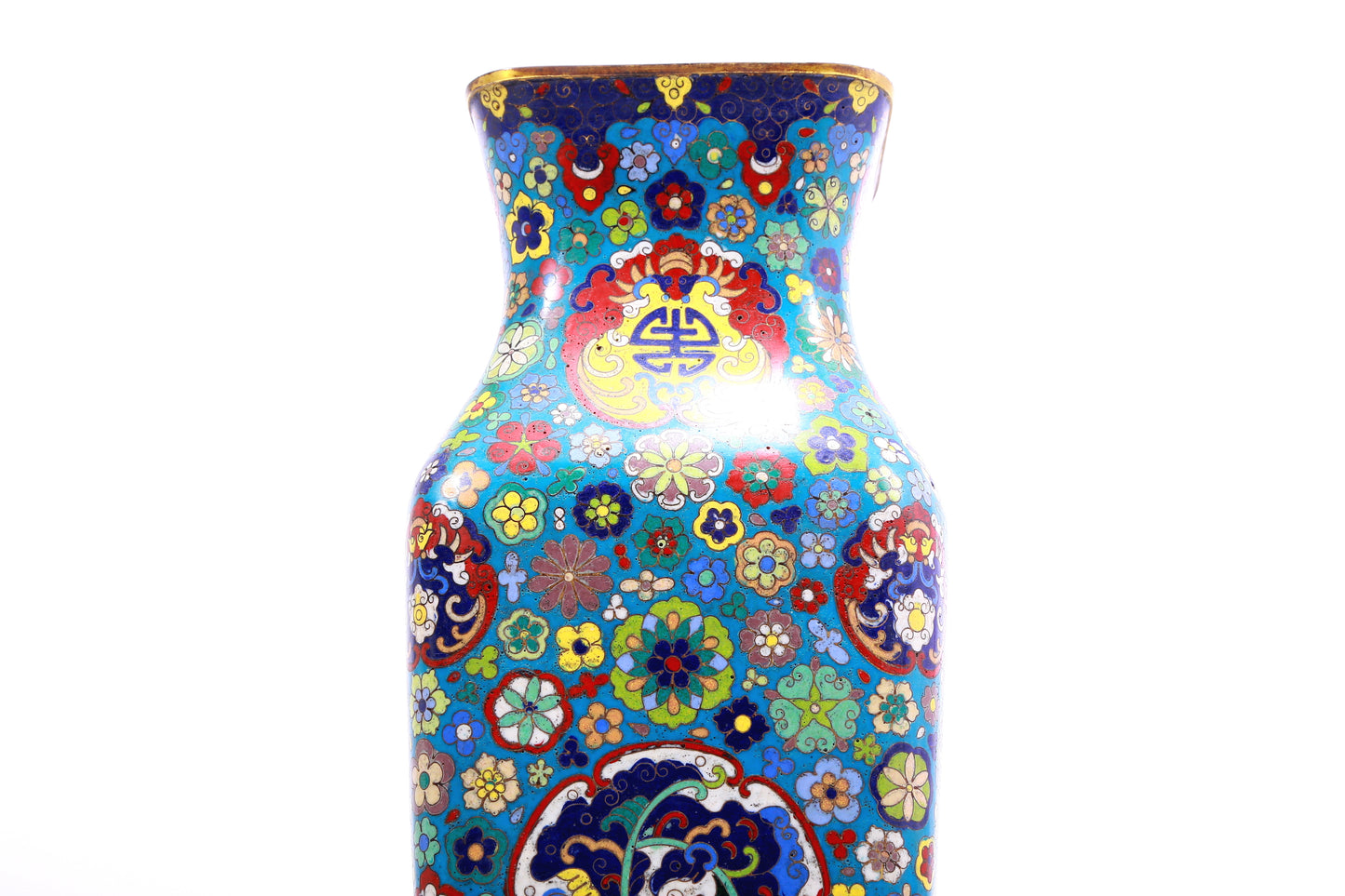 A Magnificent Cloisonne 'Flower& Bat' Vase