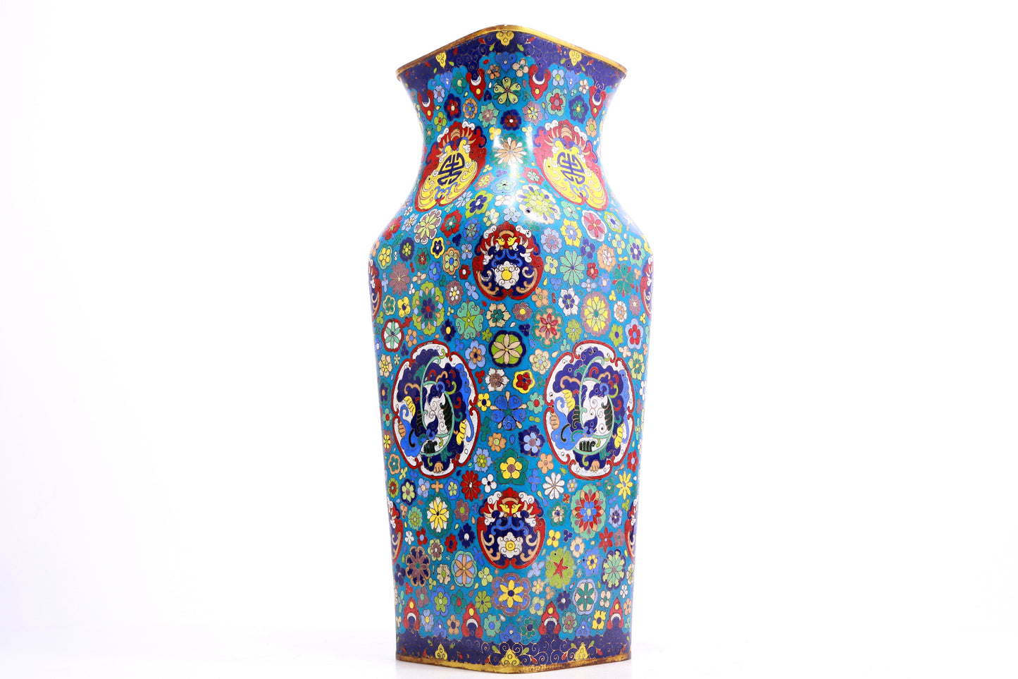 A Magnificent Cloisonne 'Flower& Bat' Vase