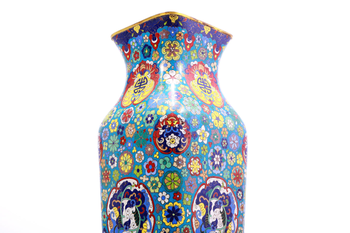 A Magnificent Cloisonne 'Flower& Bat' Vase