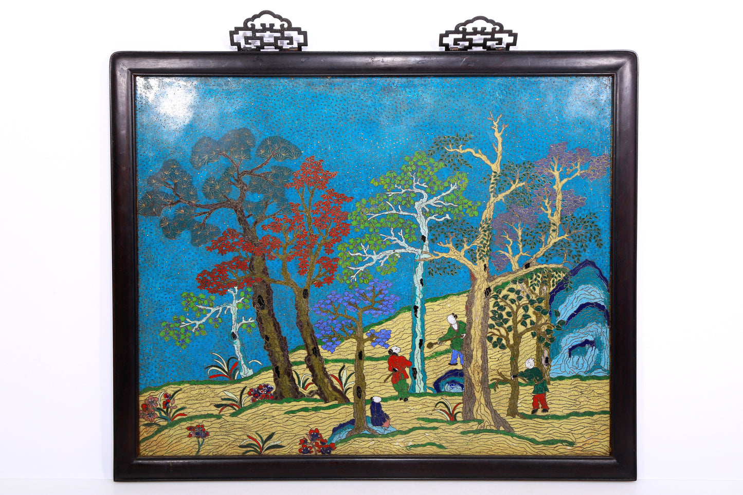 A Superb Cloisonne 'Landscape& Figure' Hanging Screen