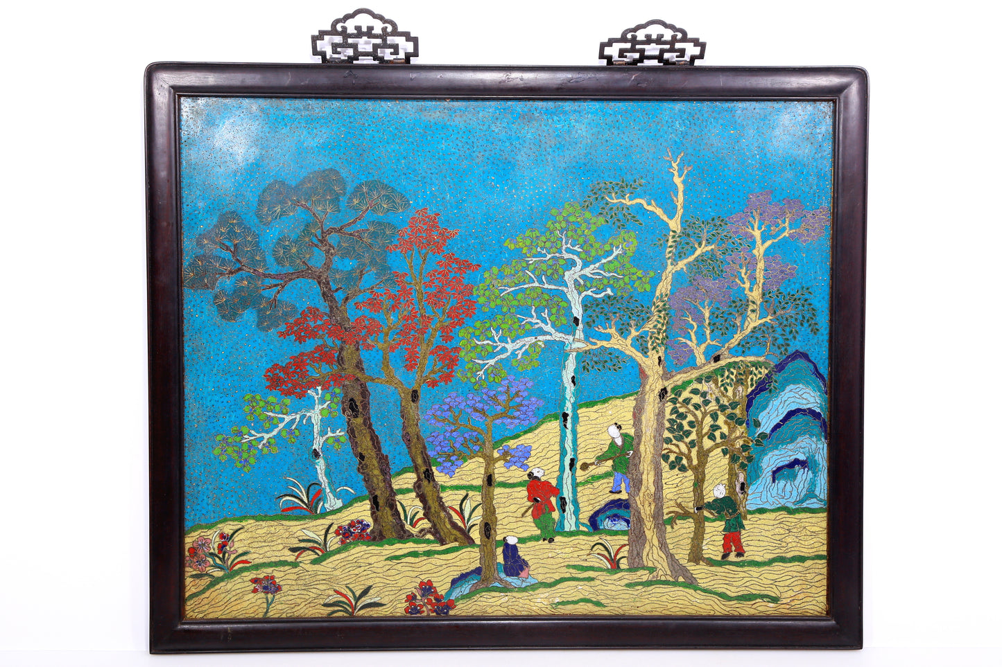 A Superb Cloisonne 'Landscape& Figure' Hanging Screen