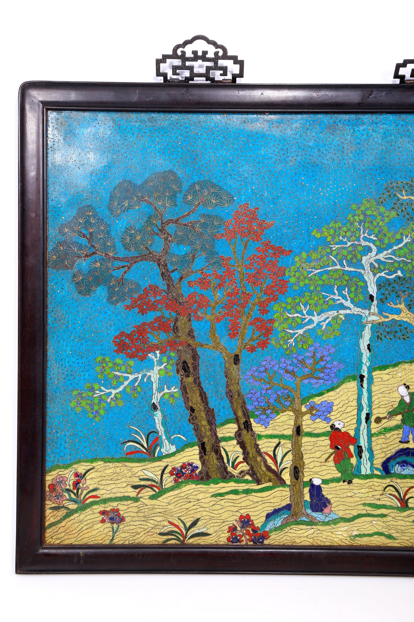 A Superb Cloisonne 'Landscape& Figure' Hanging Screen