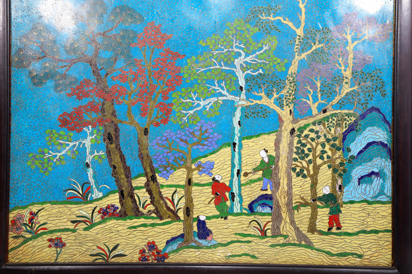 A Superb Cloisonne 'Landscape& Figure' Hanging Screen