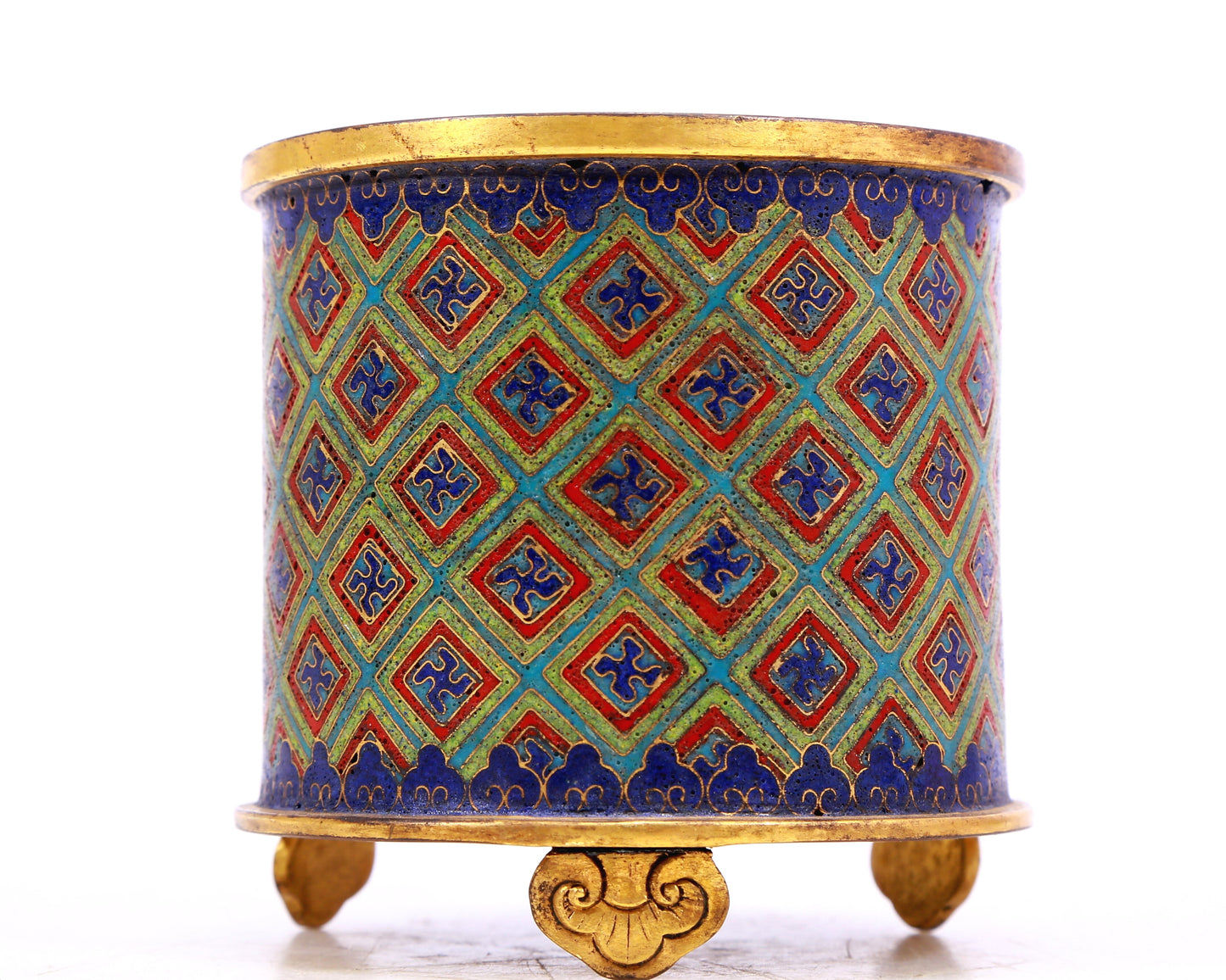 A Superb Cloisonne 'Wan' Character Tripod Censer