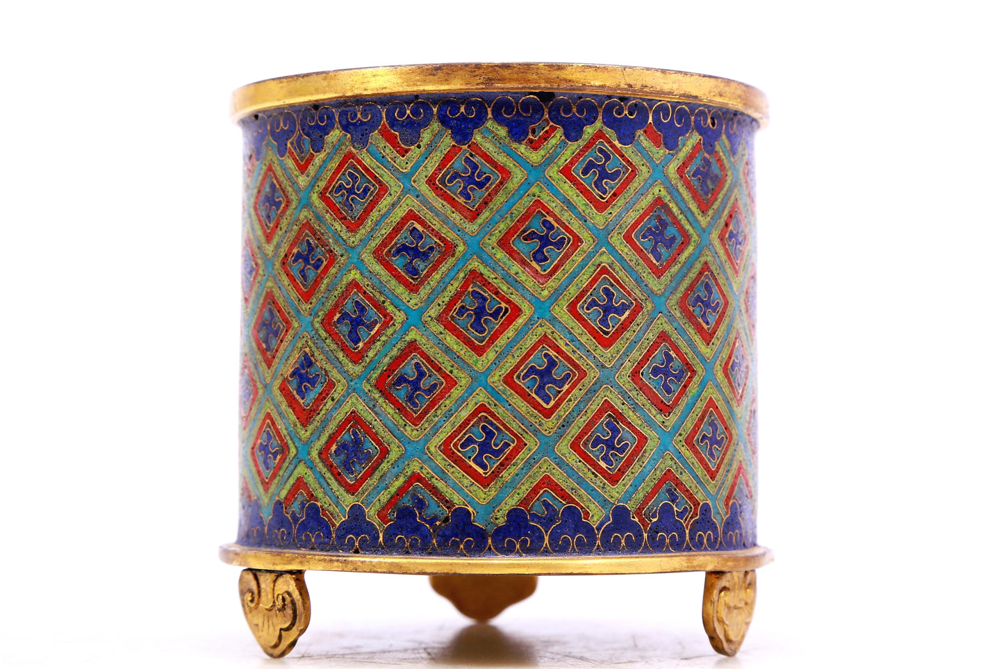 A Superb Cloisonne 'Wan' Character Tripod Censer