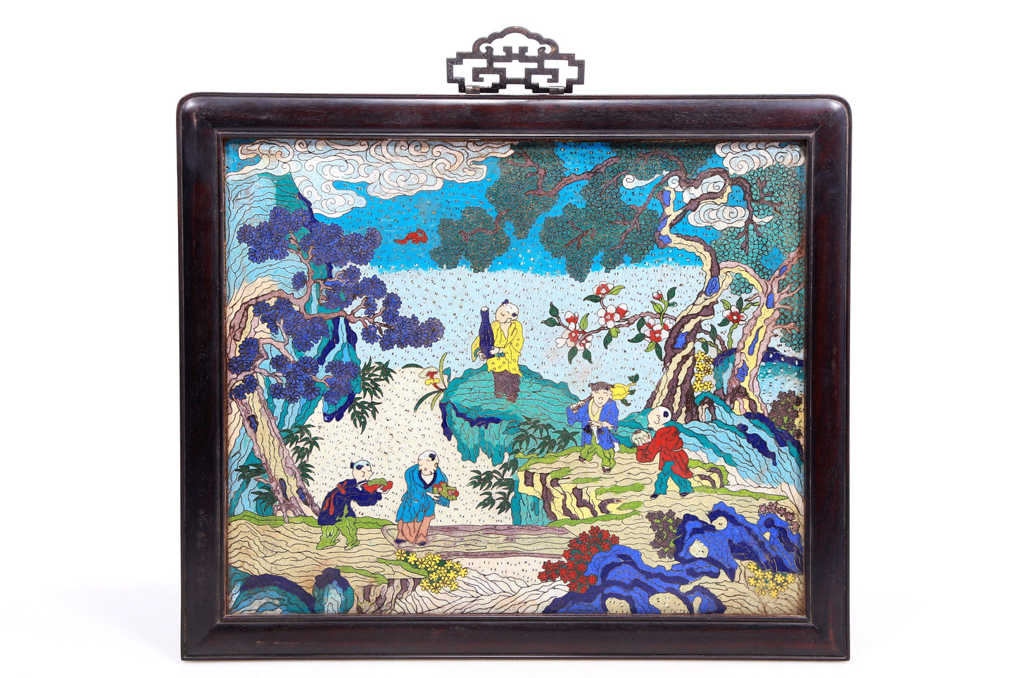 A Precious Cloisonne 'Figure& Landscape' Hanging Screen